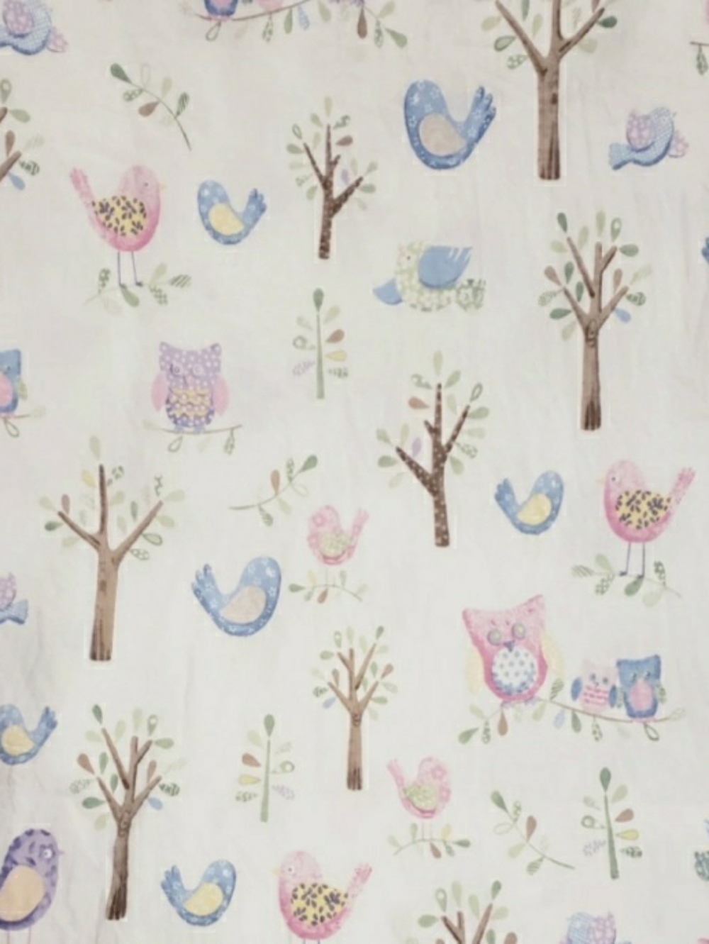 Pottery Barn Kids Organic Cotton Sheet Set Fitted+ Flat Birds Trees Owls